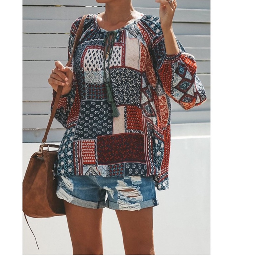 All Patterned Up Patchwork Blouse - image 3